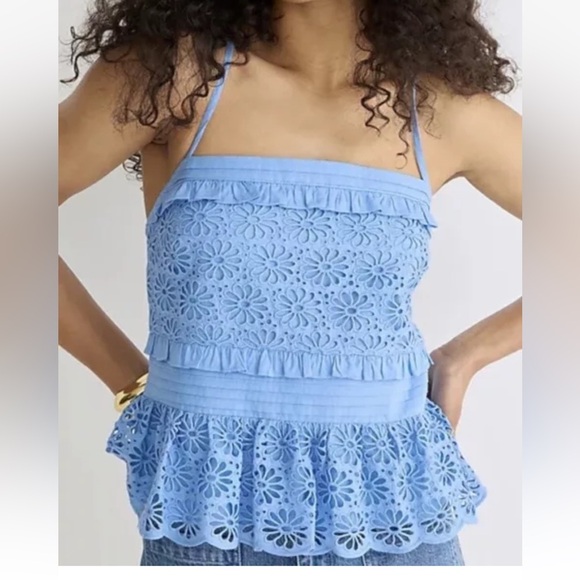 J.Crew NWT eyelet cross back smock waist top size XL - Picture 3 of 8